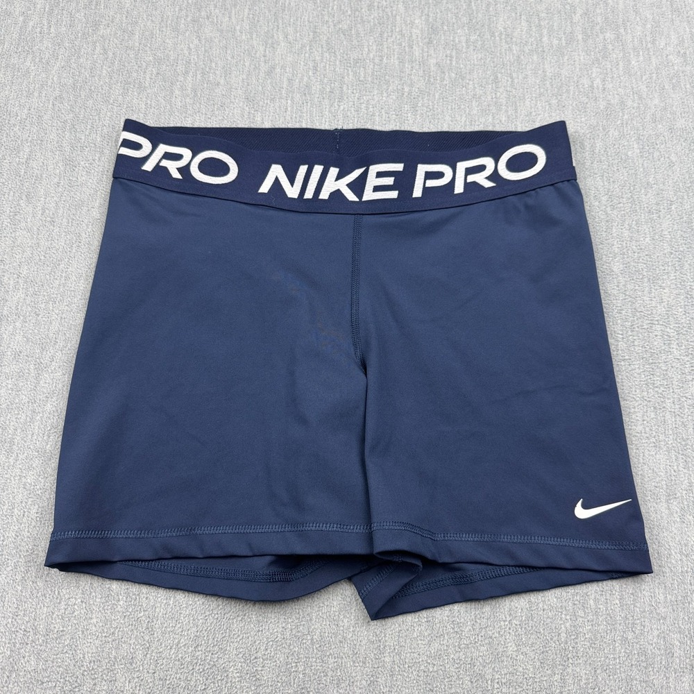 Nike Pro 365 Shorts Womens Large Blue Tight 4" Running‎ Athletic Training Gym
